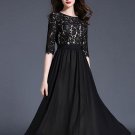 Embroidery Lace Black Hollow Women\'s Maxi Dress