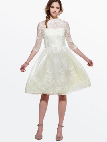 A-Line Half Sleeve Women\'s Lace Dress
