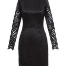 Plain Stand Collar Hollow Women\'s Lace Dress