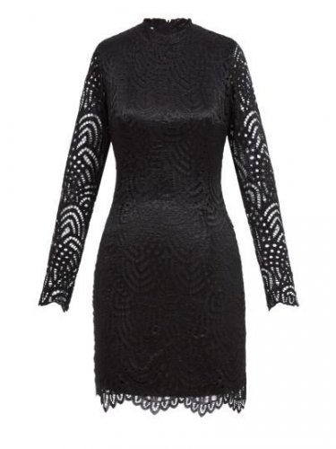 Plain Stand Collar Hollow Women\'s Lace Dress