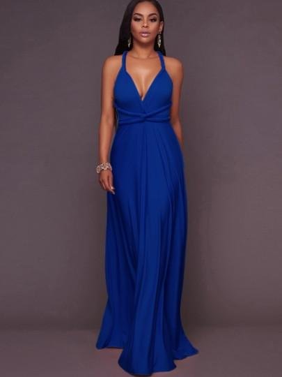 Plain Halter Lace up Women\'s Maxi Dress