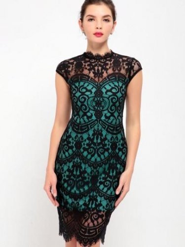 Cap Sleeve Open Back Women\'s Lace Dress