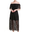 Lace Patchwork Slash Neck Women\'s Maxi Dress
