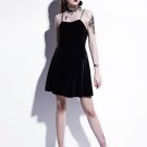 Black Velvet Lace up Women\'s Day Dress