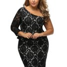 Black Raglan Sleeve Women\'s Lace Dress