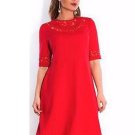 Lace Patchwork Plus Size Back Zipper Women\'s Day Dress