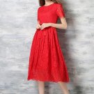 Hollow Plain Expansion Women\'s Lace Dress