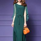 Plain Chiffon Lace up Women\'s Maxi Dress