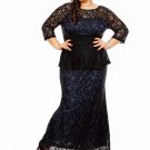 Blue Plus Size Lace Women\'s Maxi Dress