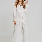 White Tassels Lace Patchwork Women\'s Maxi Dress