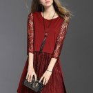 Double-Layered Half Sleeve Women\'s Lace Dress