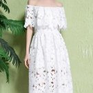 Hollow Half Sleeve Off-the-Shoulder Women\'s Lace Dress