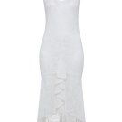 Plus Size White Asym Lace Women\'s Maxi Dress
