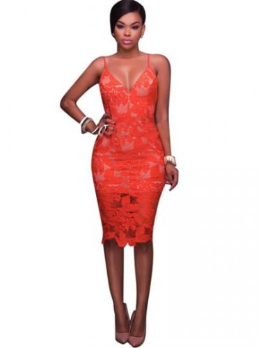 Adjustable Shoulder-Strap Women\'s Lace Dress