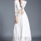 3/4 Sleeve White Women\'s Lace Dress