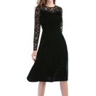 Lace Sleeve Velvet Patchwork Women\'s Day Dress