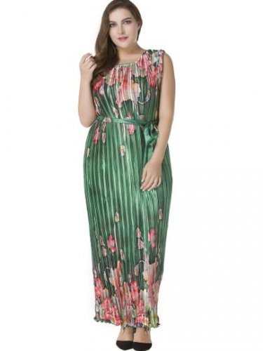 Lace up Sleeveless Plus Size Women\'s Maxi Dress
