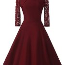Square Neck Lace Sleeve Women\'s Day Dress