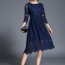 Half Sleeve Invisible Zipper Women\'s Lace Dress