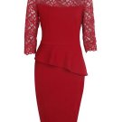 Dark Red Lace Patchwork Women\'s Bodycon Dress
