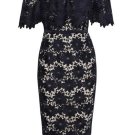 Slash Neck Hollow Plain Bodycon Women\'s Lace Dress