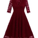 V Neck Half Sleeve Women\'s Lace Dress