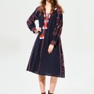 Geometric Pattern Lace up Embroidery Women\'s Day Dress