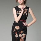Back Split Embroidery Women\'s Sheath Dress