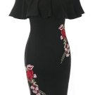 Embroidery Slash Neck Women\'s Party Dress