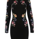 Embroidery Long Sleeve Women\'s Bodycon Dress