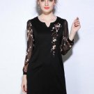 Embroidery Black Pockets Women\'s Day Dress