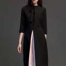Tie Neck Bowknot A-Line Double-Layered Women\'s Day Dress