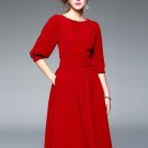 Pleated Pullover Plain Women\'s Day Dress