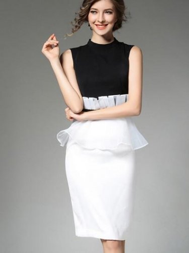 Double-Layered Sleeveless Women\'s Pencil Dress