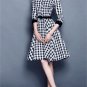 Half Sleeve Plaid Women\'s Day Dress