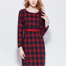 Red Plaid Women\'s Long Sleeve Dress