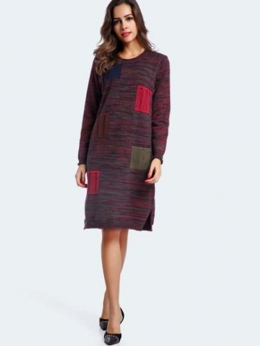 Long Sleeve Straight Women\'s Sweater Dress