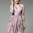 Half Sleeve Pleated Women\'s Day Dress