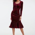 Square Neck Rhinestones Fishtail Women\'s Sheath Dress