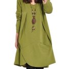 Long Sleeve Plain Loose Above Knee Pullover Women\'s Day Dress