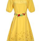 Plus Size Short Sleeve Embroidery Women\'s Day Dress