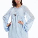 Plain Lantern Sleeves A-Line Day Dress