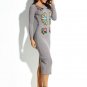 Mid-Calf Floral Embroideried Pullover Women\'s Sweater Dress