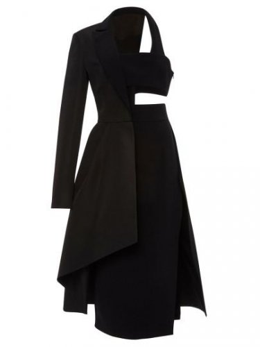 Black Side Zipper One Shoulder Women\'s Day Dress