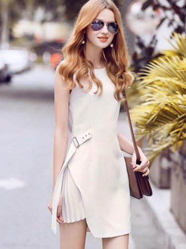 Light Apricot Asym Women\'s Day Dress