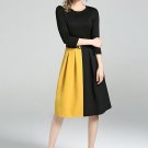Half Sleeve Patchwork Women\'s Day Dress with Belt