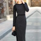 Stripe Zipper Color BLock Women\'s Sheath Dress