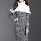 Turtle Neck Falbala Women\'s Sweater Dress