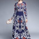 Blue Rhinestones Decorated Palace Style Women\'s Maxi Dress