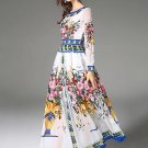 Back Zipper Long Sleeve Printing Women\'s Maxi Dress